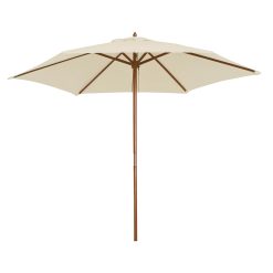 Outsunny Parasol de jardin extérieur parasol droit double toit Hexagonal Grande Taille de Jardin Ø 2,5 x 2,3H m Bois de Bambou crème
