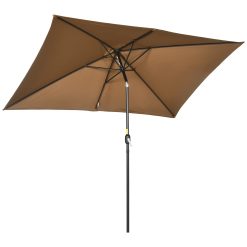 Outsunny Parasol de jardin Parasol droit inclinable rectangulaire aluminium polyester haute densité 3 x 2 m marron
