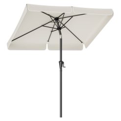 SONGMICS Parasol de Balcon 200 x 150 cm, Ombrelle Rectangulaire, Protection Solaire UPF 50+, Inclinaison 30° dans Les 2 Sens, pour Jardin, Terrasse, sans Socle, Beige GPU048M01
